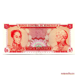 SPECIMEN DEL BILLETE DE 5 BS EMITIDO A PARTIR DE 1968