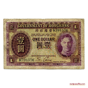 ESCASO BILLETE DE 1$ DE HONG KONG DEL AÑO 1936