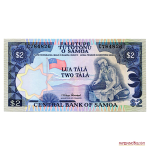 BILLETE DE 2 TALA DE SAMOA IMPRESO EN EL AÑO 1985