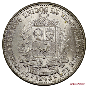 HERMOSO 2BS DE PLATA DE 1945 EN ALTO GRADO DE CONSERVACIÓN 