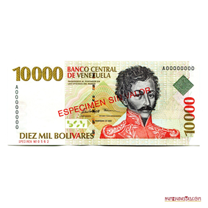 ESPECIMEN SIN VALOR DE 10.000BS DE FEBRERO-10-1998