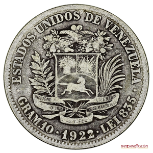 MONEDA DE PLATA DE 2BS DE 1922
