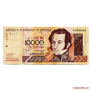 10.000BS DEL 25 DE MAYO DEL 2000 SERIAL BAJO A00000250