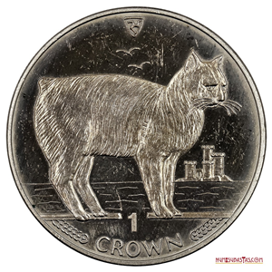CROWN DE ISLA DE MAN DEL AÑO 1988 CON EL GATO MANX