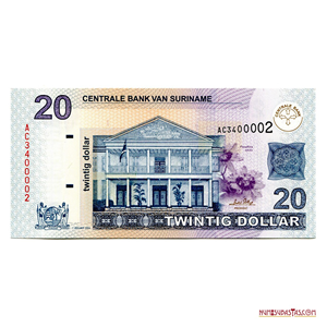 ESCASO BILLETE DE 20$ DE SURINAM DEL AÑO 2004