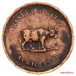 RARA FICHA DE “VALE” DE MANUEL ANTONIO MATOS DE 1865