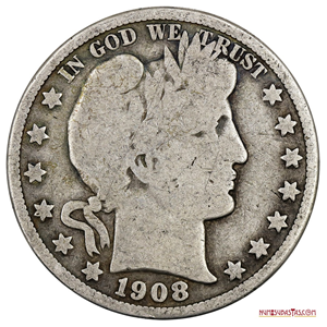 ½$ BARBER DE PLATA CON FECHA 1908 O