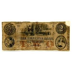BILLETE DE 2$ DEL CENTRAL BANK OF BROOKLYN EMITIDO EN 1854