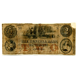 BILLETE DE 2$ DEL CENTRAL BANK OF BROOKLYN EMITIDO EL 1ERO DE MAYO DEL AÑO 1854
