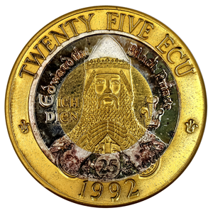 25 ECU TRIMETÁLICOS PLATA-LATÓN-ORO NÓRDICO DE GALES 1992