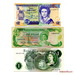TRIO DE ESCASOS BILLETES CON EL BUSTO DE ELIZABETH II