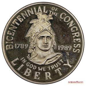 ½$ PROOF 1989 CONMEMORATIVA DE BICENTENARIO DEL CONGRESO DE USA