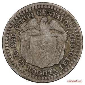 MONEDA DE PLATA DE 5 CENTAVOS DE BOGOTÁ DEL AÑO 1873