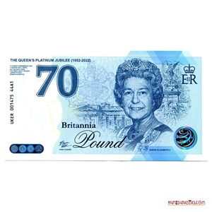 BILLETE DEL JUBILEO DE PLATINO DE ISABEL II, BUSTO I
