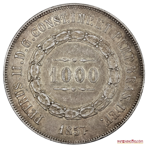 1.000 REIS DE PLATA DE BRASIL ACUÑADOS EN 1857
