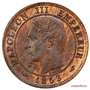ESPECTACULAR CENTIME DE 1853 EN ALTO GRADO DE CONSERVACIÓN, NAPOLEÓN III