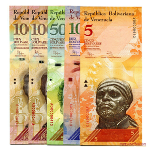 LOTE DE 5 BILLETES DE BSF 2014 Y 2015 SERIALES BAJOS 00000413