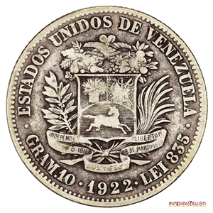MONEDA DE PLATA DE 2BS ACUÑADA EN EL AÑO 1922