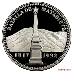 500BS DE PLATA CONMEMORATIVOS 175 AÑOS DE LA BATALLA DE MATASIETE PROOF