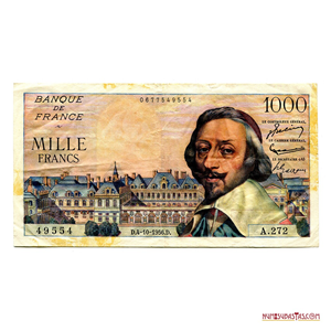 BILLETE DE 1.000 FRANCOS FRANCESES DEL AÑO 1957