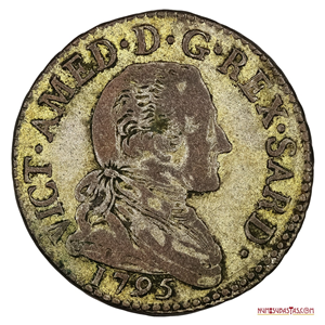 ATRACTIVA MONEDA DE PLATA DE 20 SOLDI DE CERDEÑA DEL AÑO 1795