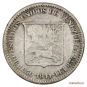 MEDIO DE PLATA O 25CTS DEL AÑO 1911