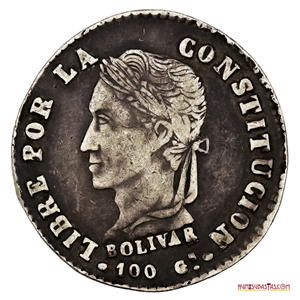 2 SOLES DE PLATA BOLIVIANOS DE 1861 CON EL BUSTO DEL LIBERTADOR